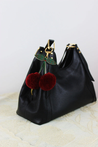 Furry Cherry Purse Charm – Plush Bag Pendant 🍒✨