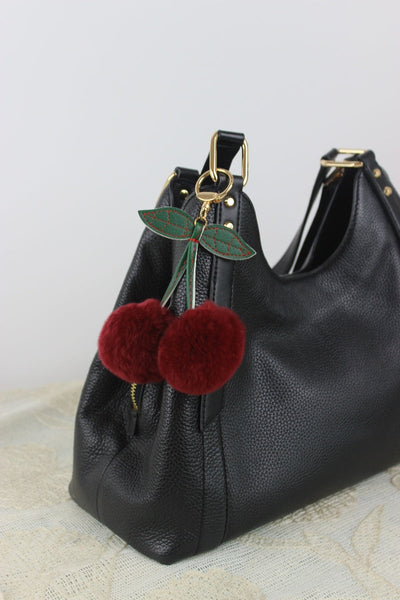 Furry Cherry Purse Charm – Plush Bag Pendant 🍒✨