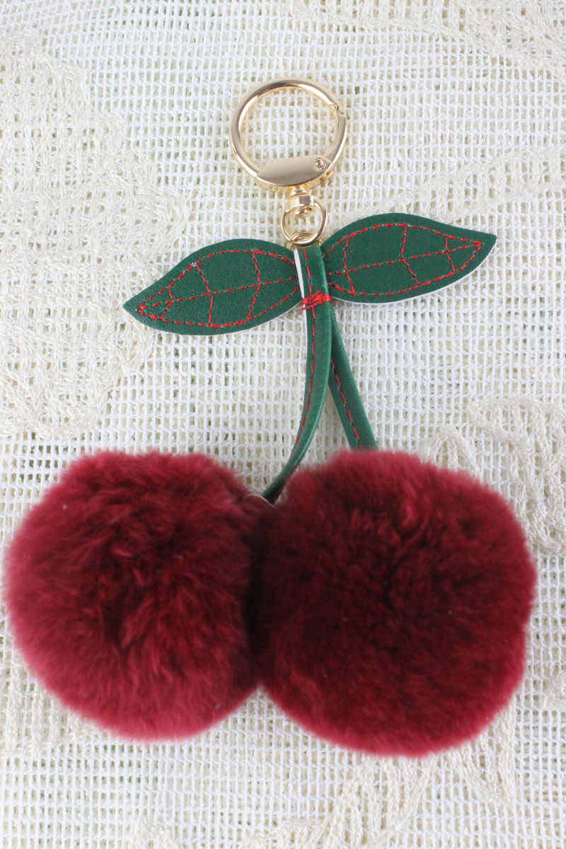 Furry Cherry Purse Charm – Plush Bag Pendant 🍒✨