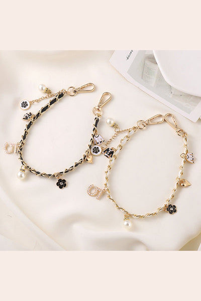 Luxury Pearl & Leather Chain Strap – Designer-Inspired Bag Charm ✨👜