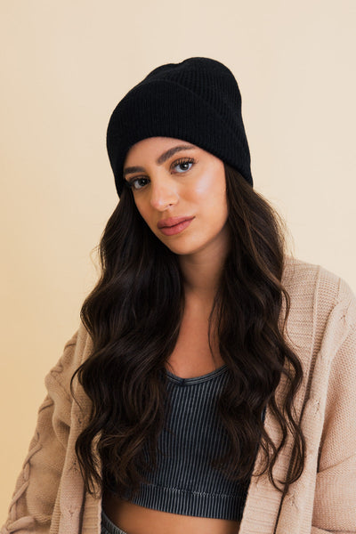 Frosty Front Fold Snuggle Ribbed Beanie