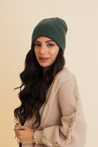 Frosty Front Fold Snuggle Ribbed Beanie