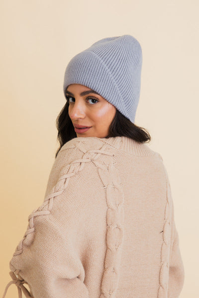 Frosty Front Fold Snuggle Ribbed Beanie