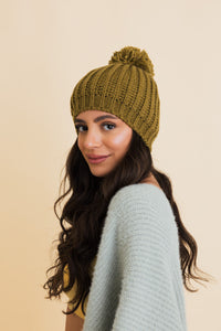 Chunky Cable Knit Pom Beanie - 5 colors