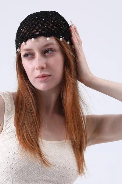 Sequin Pearl Tassel Crochet Beanie – 4 Colors