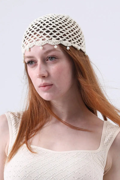 Sequin Pearl Tassel Crochet Beanie – 4 Colors