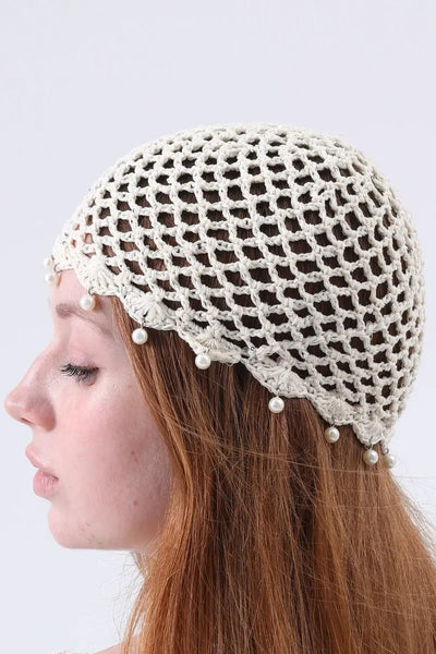 Sequin Pearl Tassel Crochet Beanie – 4 Colors