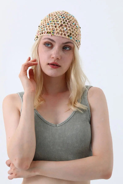 ✨Sequins Crochet Mesh Beanie✨ 5 colors