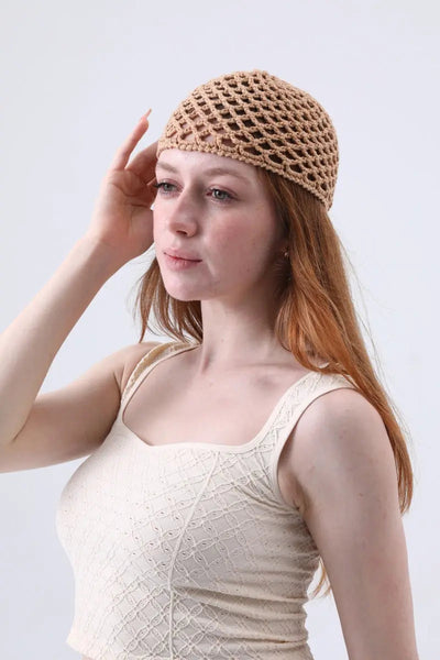 Vintage Inspired 🌿 Crochet Mesh Beanie – 3 colors