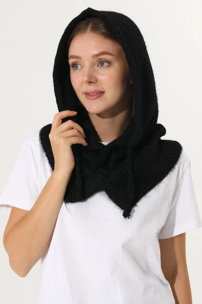 Solid Soft Knit Hooded Neck Warmer Drawstring Balaclava 🧶❄️ Leto Collection