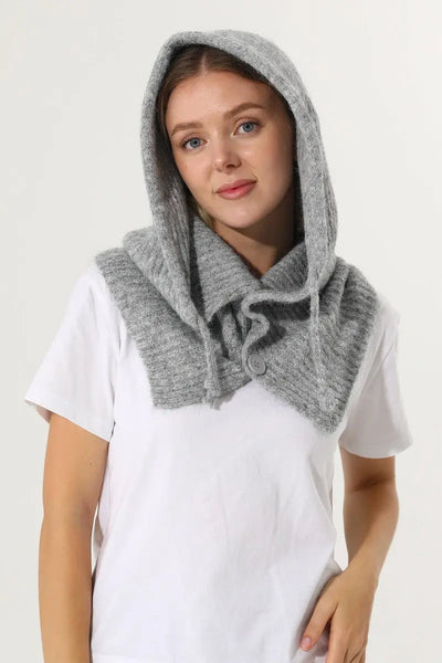 Solid Soft Knit Hooded Neck Warmer Drawstring Balaclava 🧶❄️ Leto Collection
