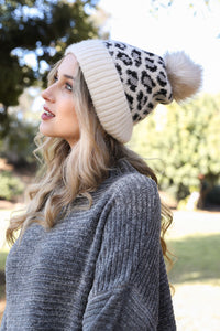 Leopard Knit Beanie - 3 colors