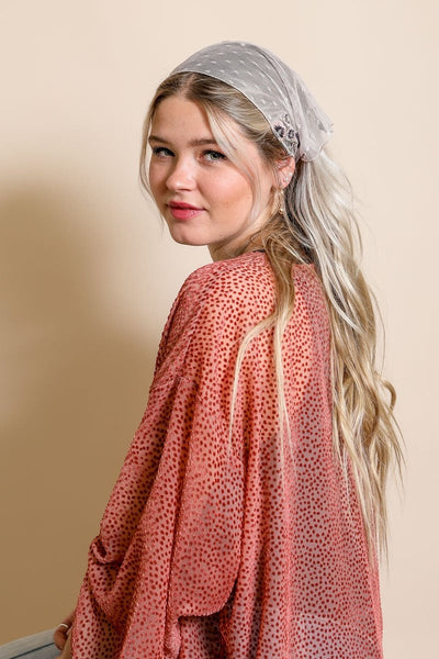 Tulle Lace Poppy Headscarf Hats & Hair Pink