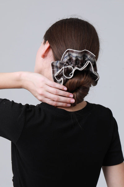 Vintage Stripe Double-Layer Scrunchie – Extra-Large Hair Tie for Women