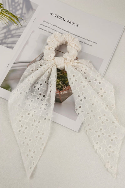 Vintage Charm: Floral Embroidered Cotton Scarf Scrunchie