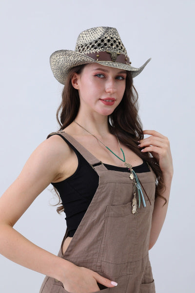 Edgy Ink-Western Hat – Bull Skull Band & Artistic Flair🤠🔥