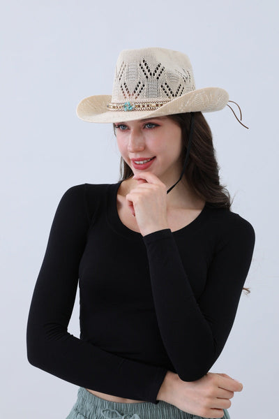Turquoise Statement Cowboy Hat – Bold Cutout Artistry🌵✨