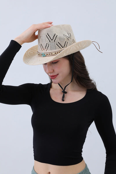 Turquoise Statement Cowboy Hat – Bold Cutout Artistry🌵✨