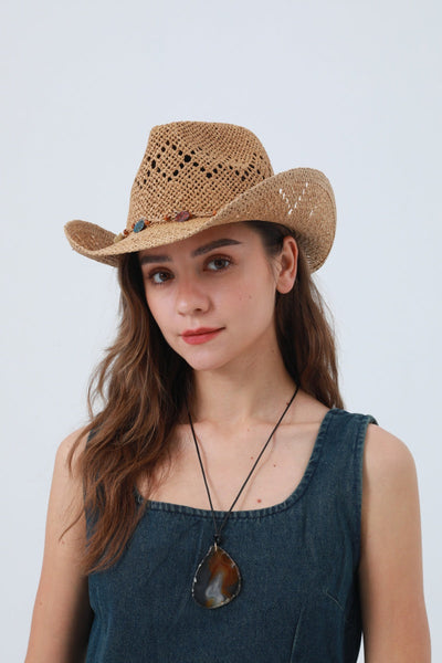 Woven Wide Brim Cowboy Hat – Textured Western Style 🤠🧢