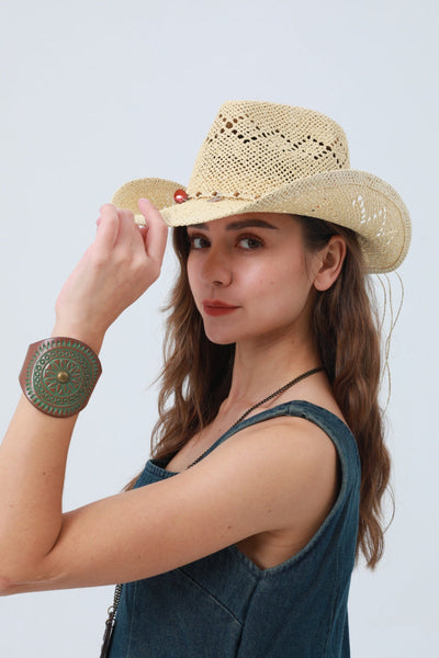 Woven Wide Brim Cowboy Hat – Textured Western Style 🤠🧢