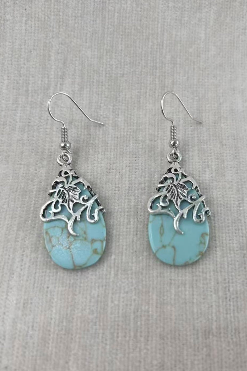Ethnic Openwork Earrings – Carved Turquoise Inlay 🌿💎