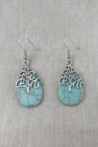 Ethnic Openwork Earrings – Carved Turquoise Inlay 🌿💎