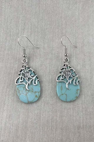 Ethnic Openwork Earrings – Carved Turquoise Inlay 🌿💎