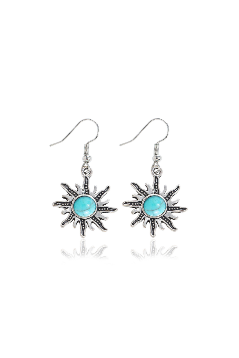 Mini Sun Earrings – Turquoise Inlay Accent 🌞💎