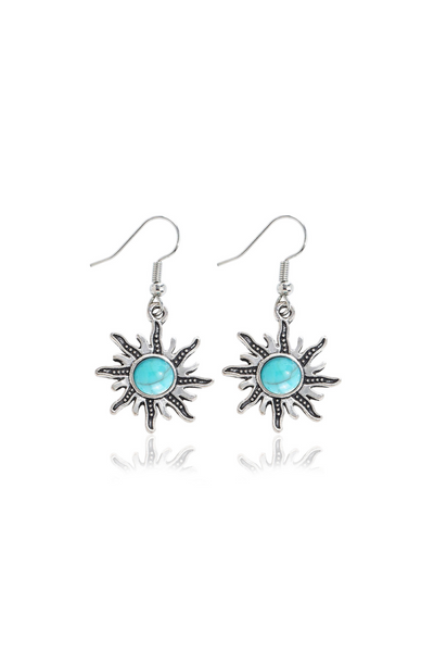 Mini Sun Earrings – Turquoise Inlay Accent 🌞💎