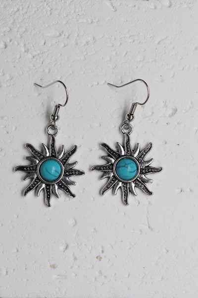 Mini Sun Earrings – Turquoise Inlay Accent 🌞💎