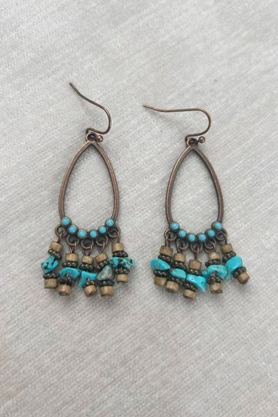 Vintage Boho Earrings – Turquoise & Tassel Details 🌿💎