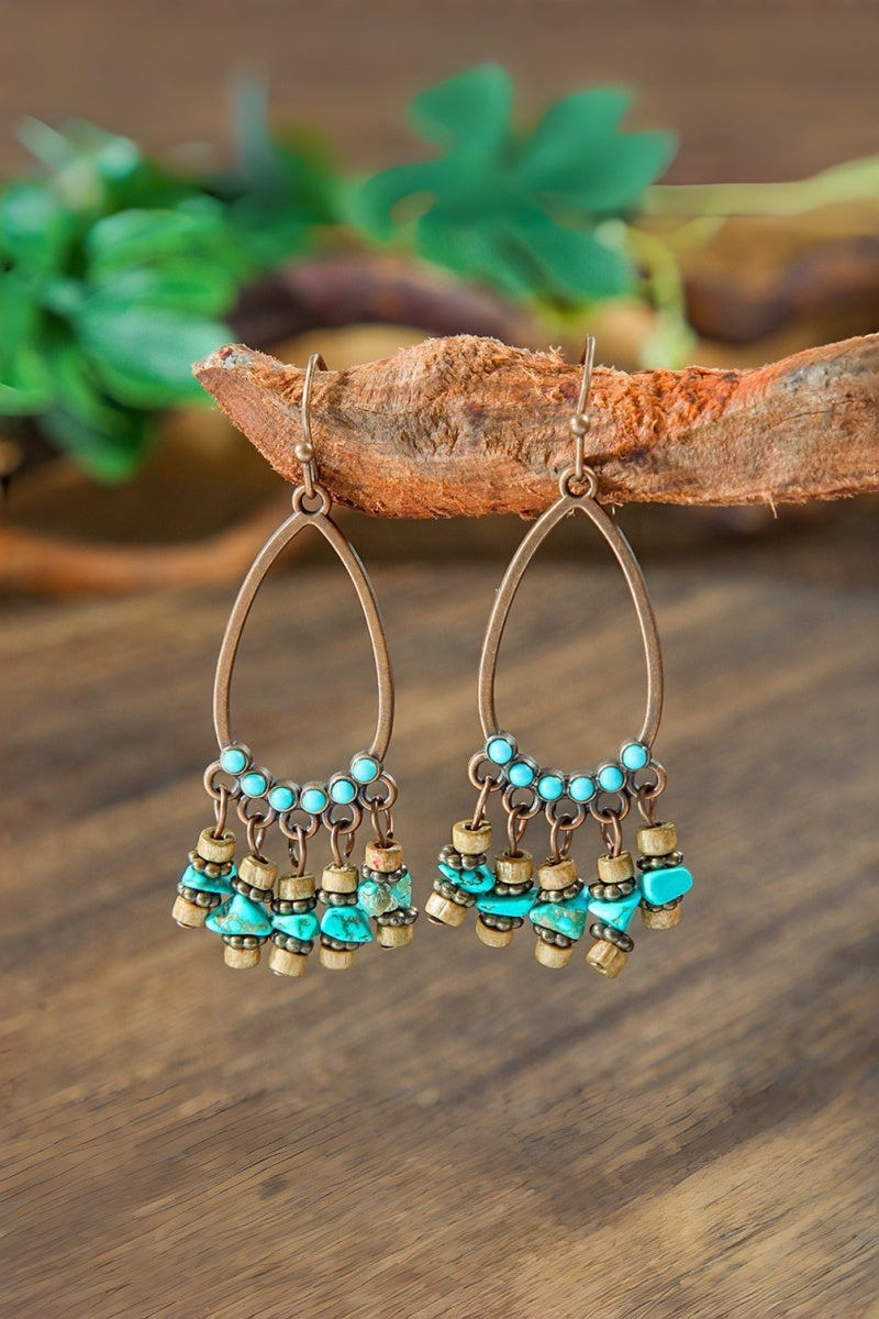 Vintage Boho Earrings – Turquoise & Tassel Details 🌿💎
