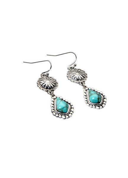Vintage Floral Earrings – Boho Turquoise Accent 🌸💎