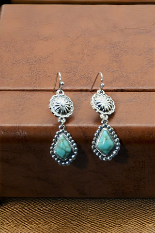 Vintage Floral Earrings – Boho Turquoise Accent 🌸💎