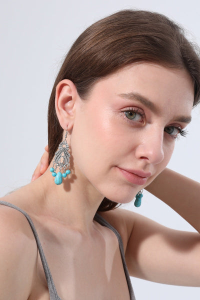 Women Boho Vintage Turquoise Chandelier Drop Dangle Earrings leto-collection
