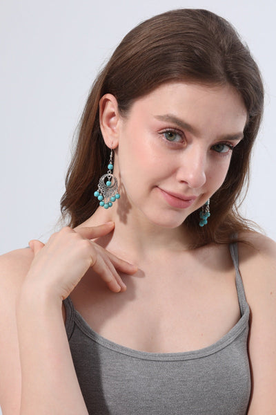 Women Boho Vintage Turquoise Beaded Tassel Drop Hook Earrings Leto Collection