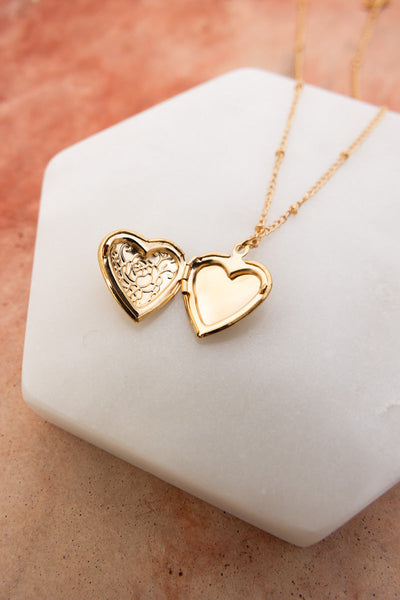Vintage Heart Locket Multi Layer Gold Necklace with Coin Pendant Leto Collection