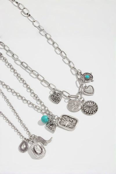 Bohemian Stackable Cowgirl Turquoise Charm Layer Necklace for Women Leto Collection