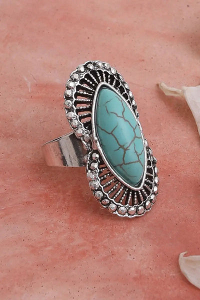 Marquise Western Adjustable Turquoise Ring 🤠💚 Leto Collection