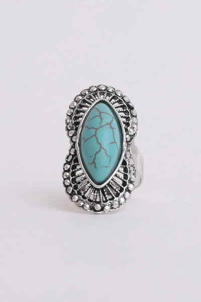 Marquise Western Adjustable Turquoise Ring 🤠💚 Leto Collection