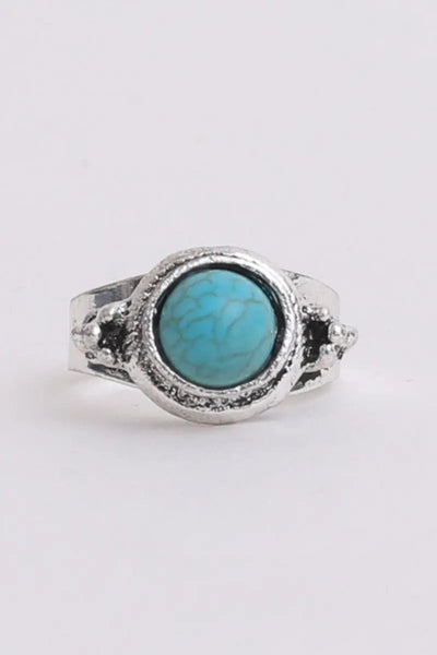 Turquoise Cabochon Ring Adjustable Band Bold Style 🪨💚 Leto Collection