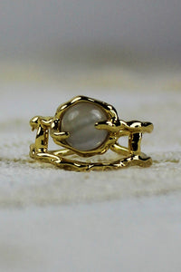 Moonstone & Zirconia Nugget Ring – French Minimalist Jewelry 🌙💎