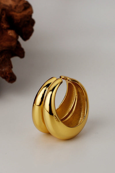 High-Shine Geometric Ring – Open-Ended Minimalist Statement ✨🔶
