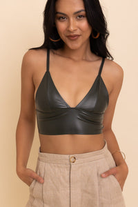Posh Faux Leather Longline Bralette