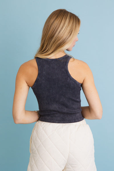 Classic Basic Washed Ribbed Tank Top