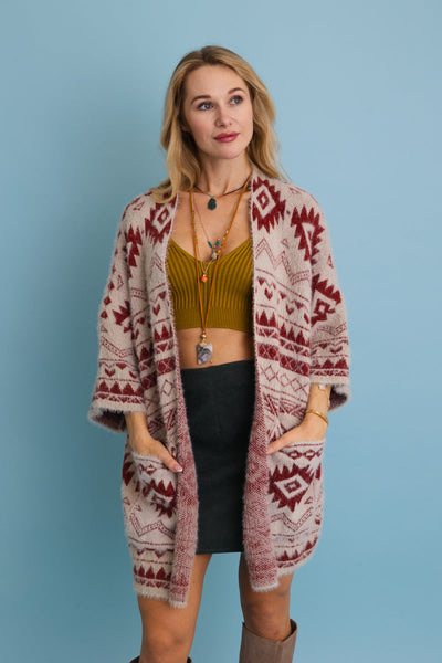 Aztec Soft Knit cardigan with Tribal Print (3 colors)