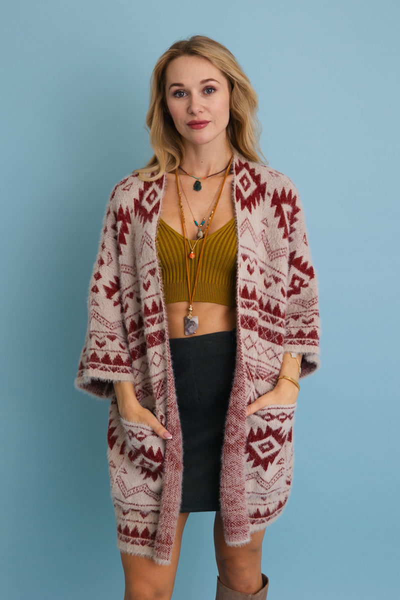 Aztec Soft Knit cardigan with Tribal Print (3 colors)