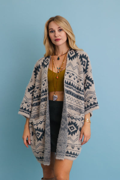 Aztec Soft Knit cardigan with Tribal Print (3 colors)