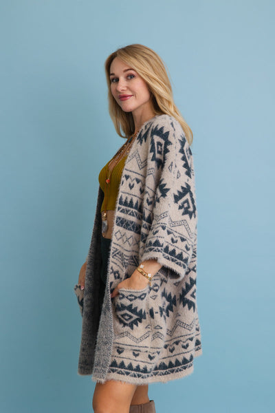 Aztec Soft Knit cardigan with Tribal Print (3 colors)