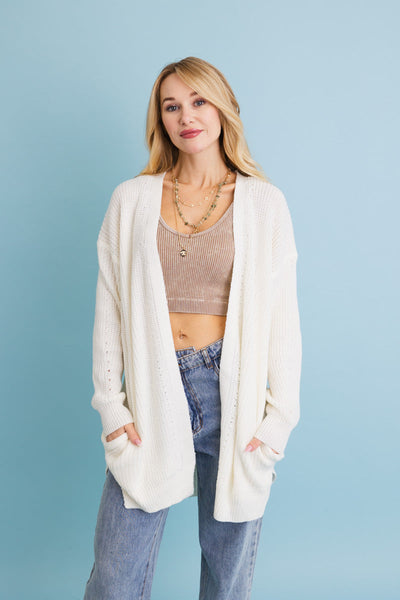 Cozy Open-Front Waffle Knit Cardigan (5 colors)